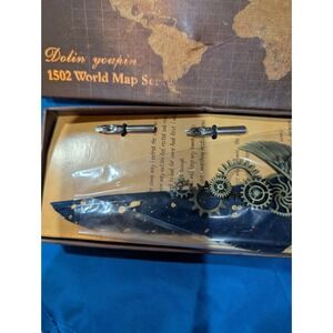 DOLIN YOUPIN 1502‎ WORLD MAP SERIES STEAMPUNK FEATHER INK PEN CALIGRAPHY SET NEW